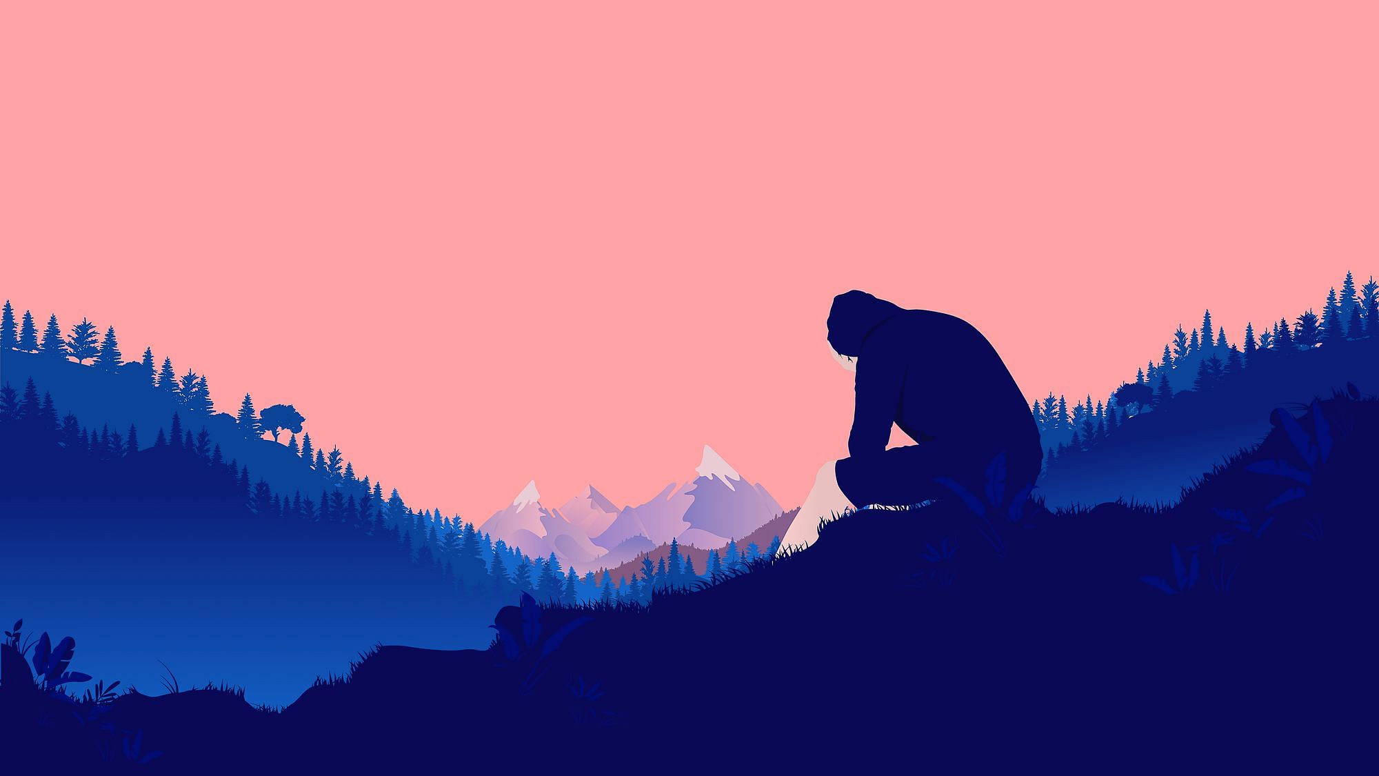 Eine als männlich zu erkennende Person sitzt scheinbar traurig und weinend vor einem Bett und zeichnet sich durch das Gegenlicht des Fenster als Silhouette ab.