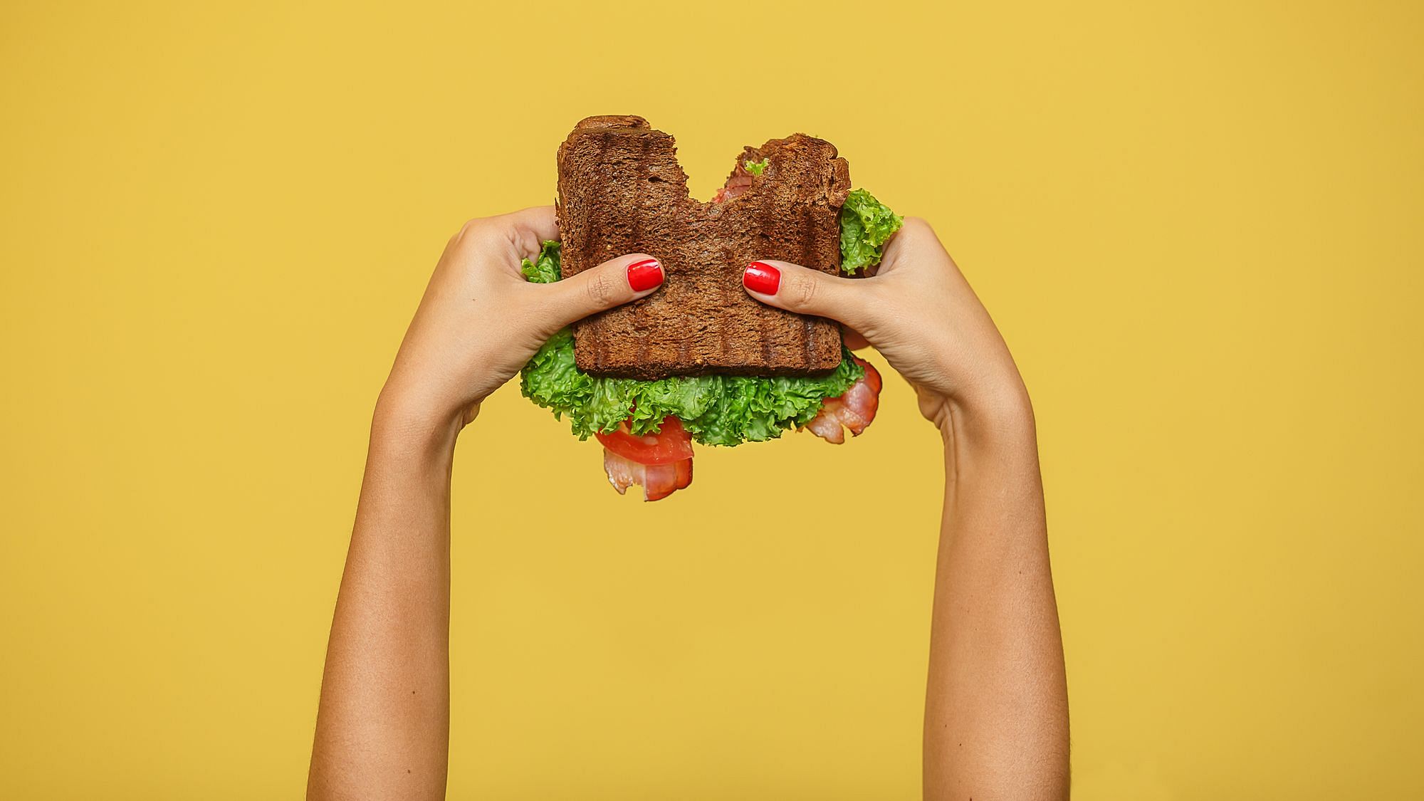 Hände halten ein Sandwich