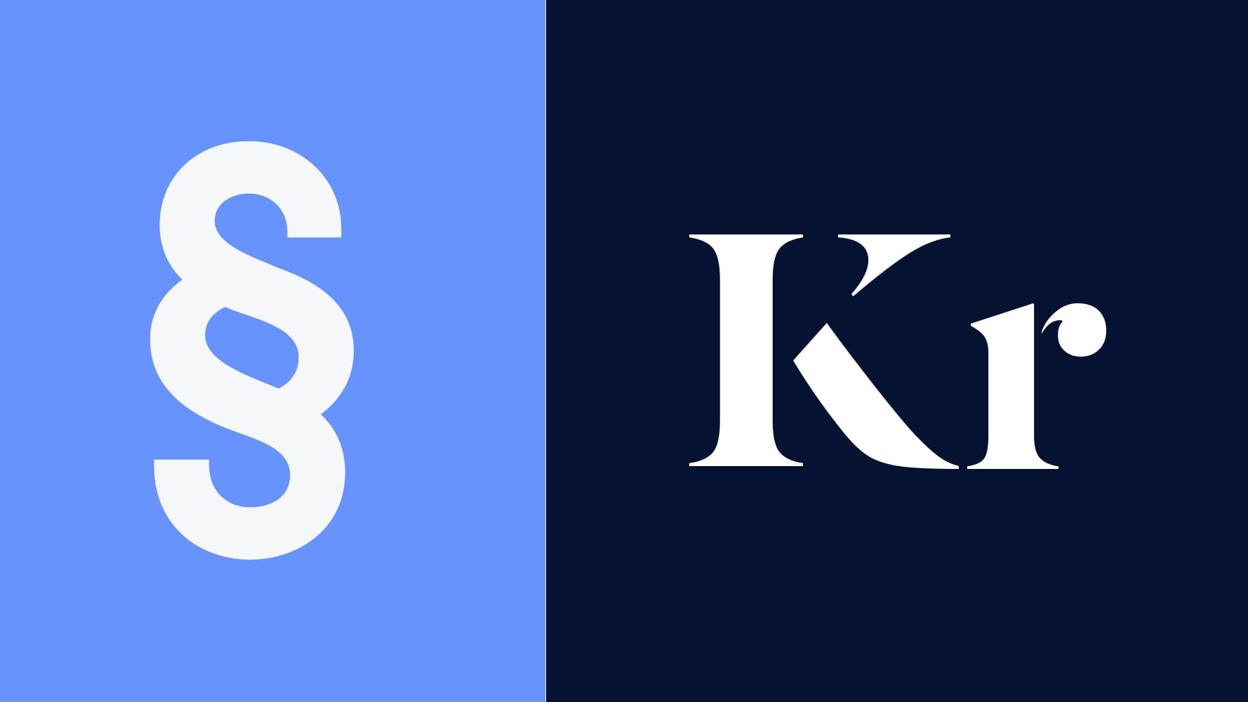 Eine Grafikmontage; links das Paragraphen Zeichen, rechts das Krautreporter Logo