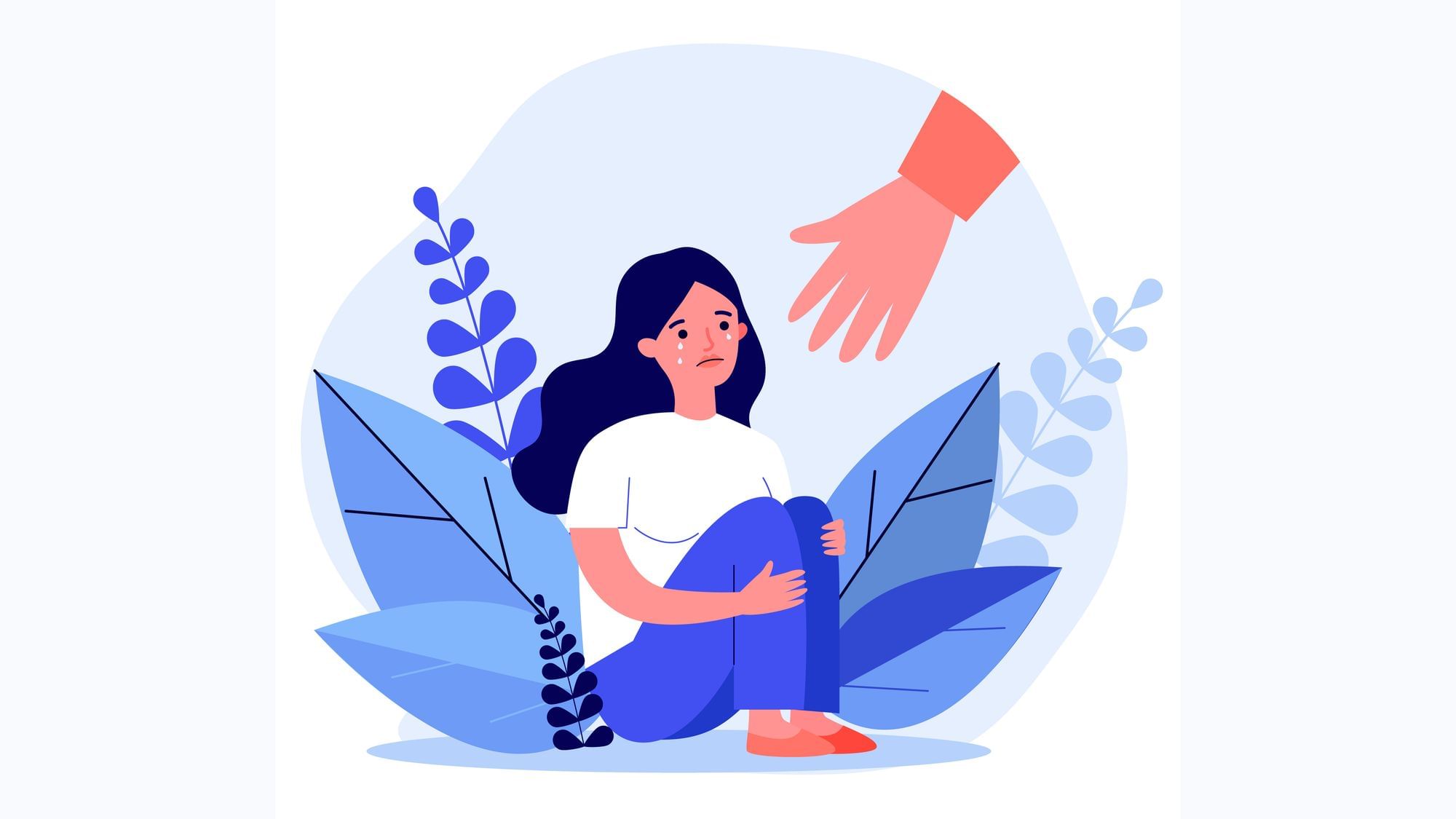 Illustration einer Frau welche Hilfe und Heilung von Stress bekommt.