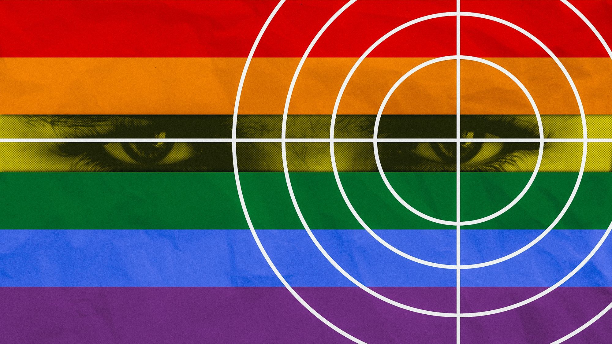 Collage: Eine Pride Flag im Stil des Tatort-Vorspanns.