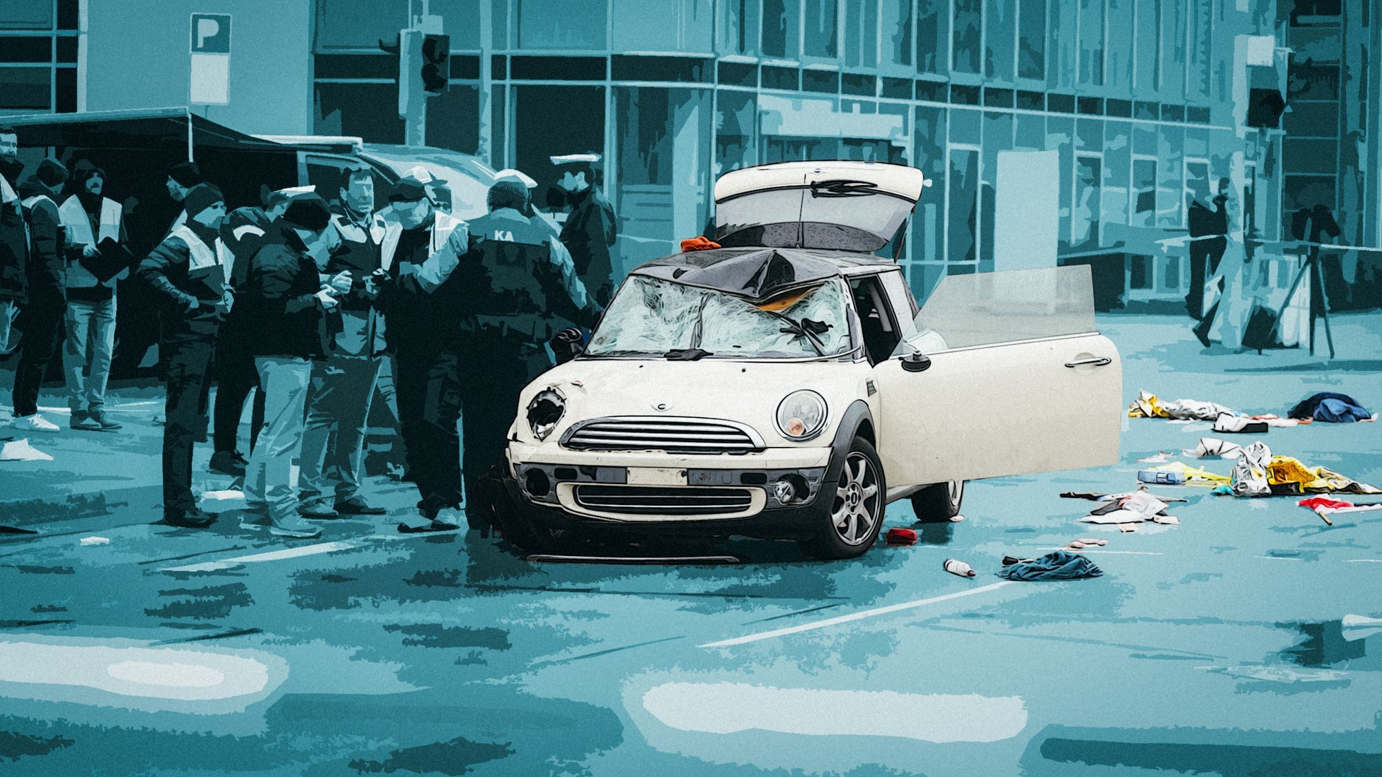 Das Auto mit dem das Attentat in München verübt wurde.