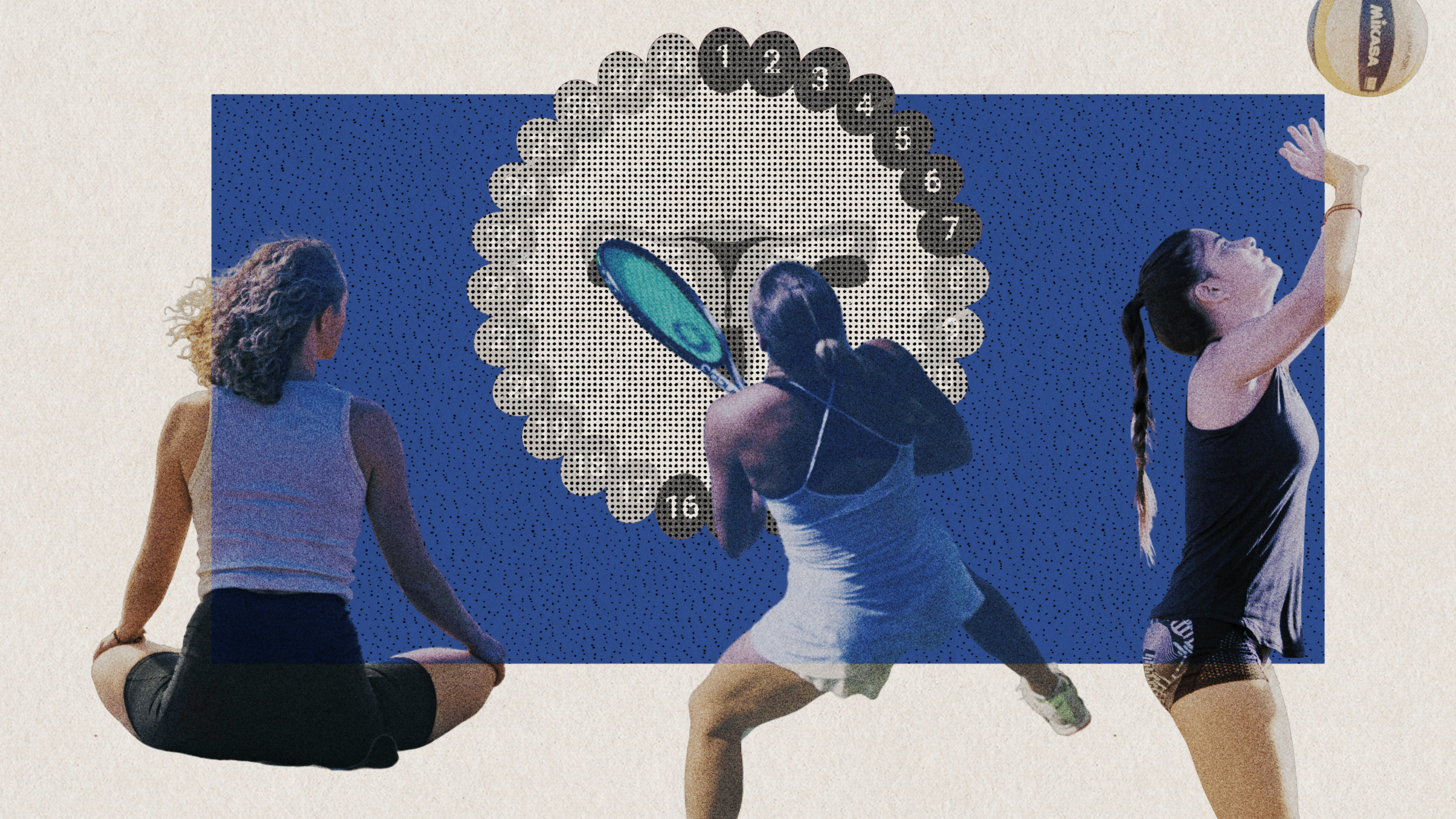 Collage verschiedener Frauen, die Sport machen.