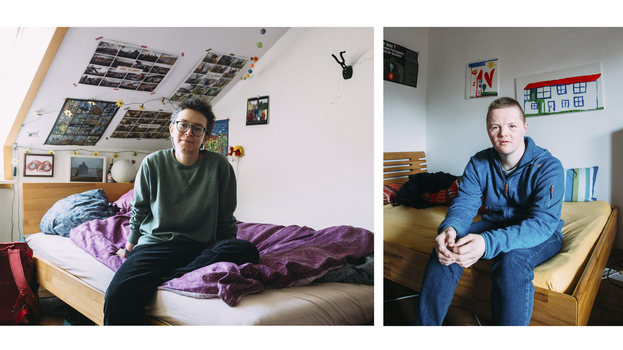 Anni und Christian in ihren Zimmern. 