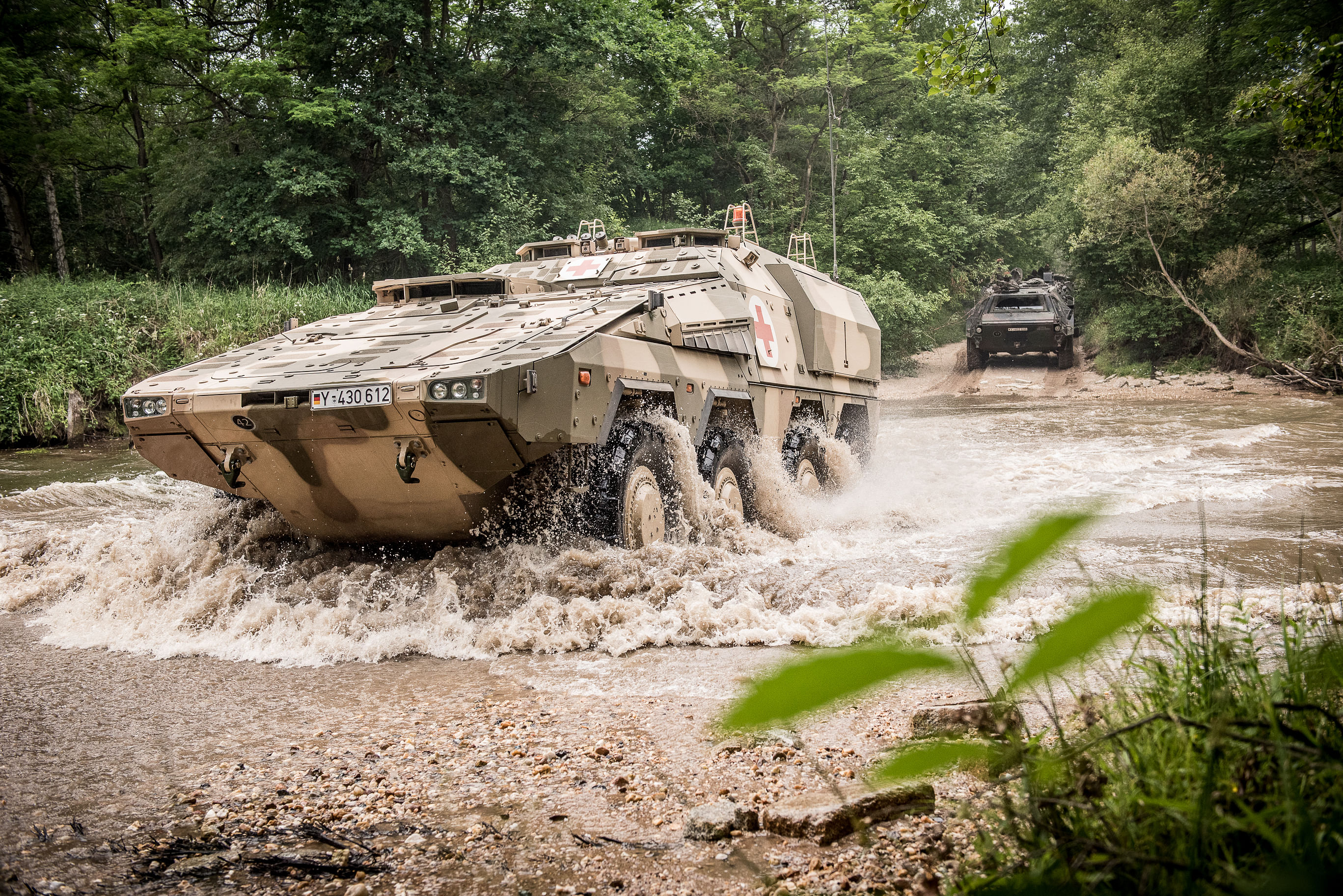 Ein gepanzerter Sanitätstransporter der Bundeswehr vom Typ "Boxer"