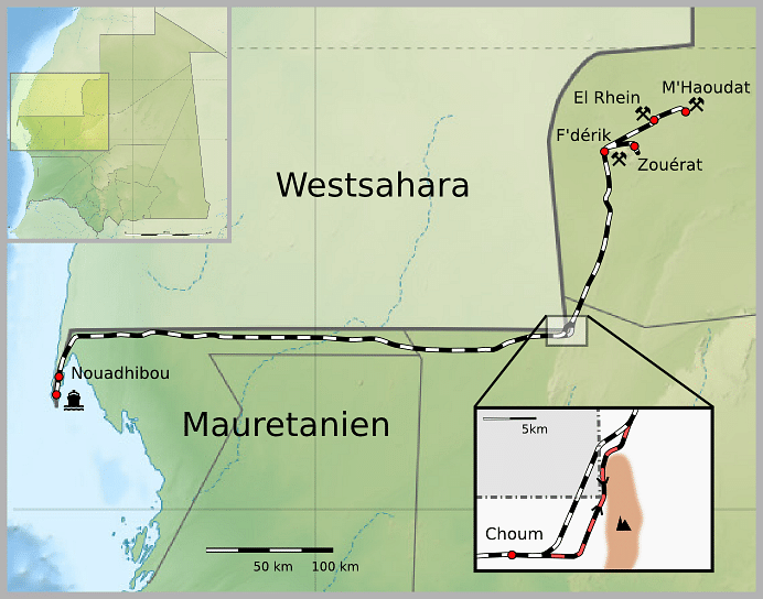 Die 700 Kilometer lange Bahnstrecke Nouadhibou – M'Haoudat