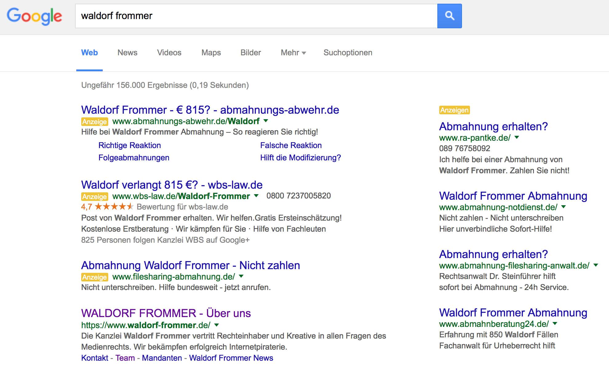 Auch ein Geschäft: Google-Anzeigen von Anti-Abmahnanwälten