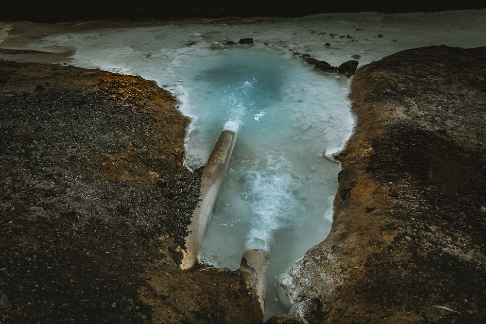 Abwasser aus der Geothermalanlage bei Kröflustöð, Krafla