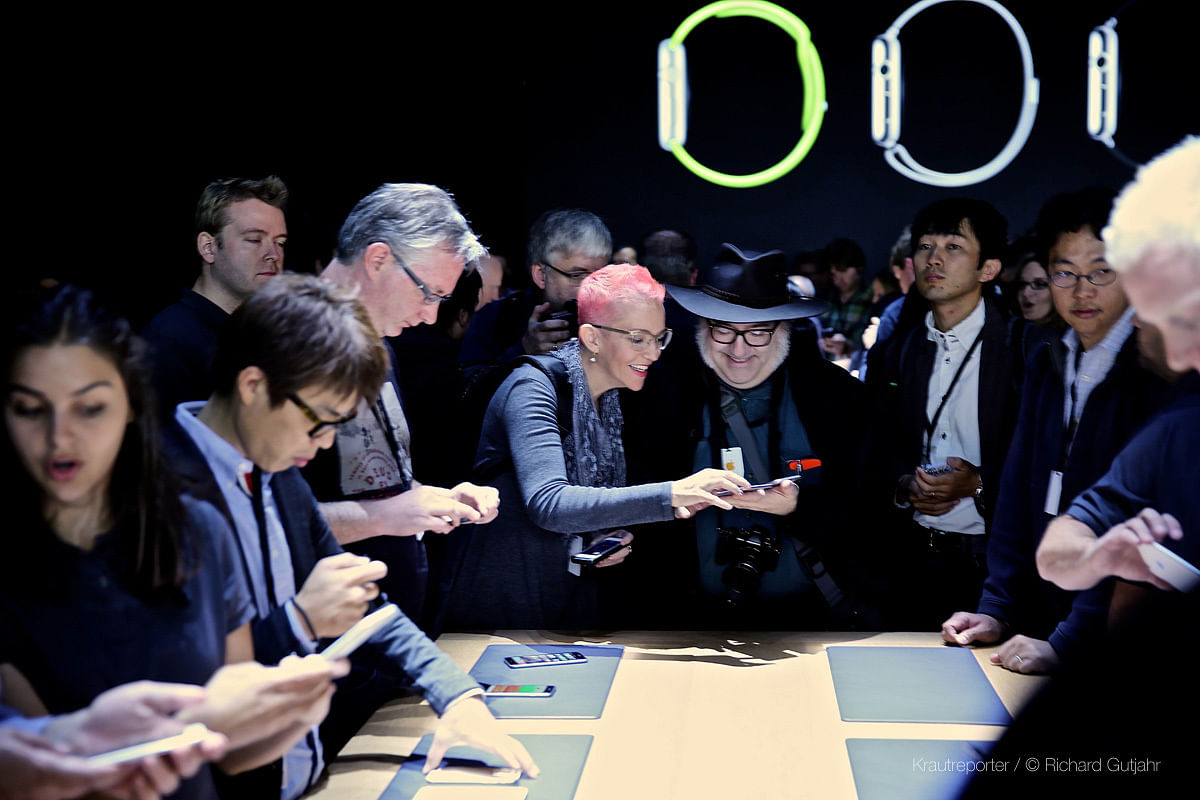 Die Präsentationstische - Fotos erlaubt, aber nur so wie Apple das möchte