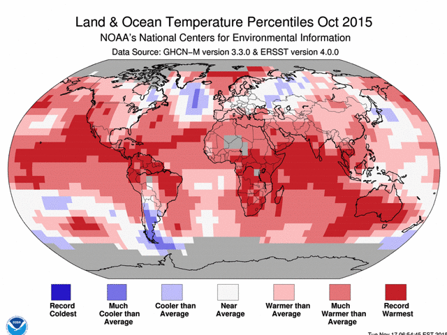 Roter Planet, blauer Planet: Die monatlichen Temperaturabweichungen vom langjährigen Mittel