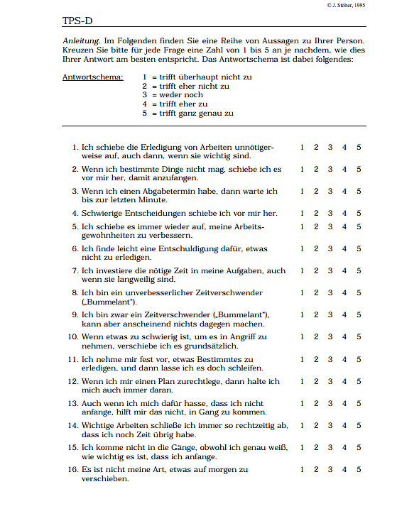 Die Tuckman Procrastination Scale