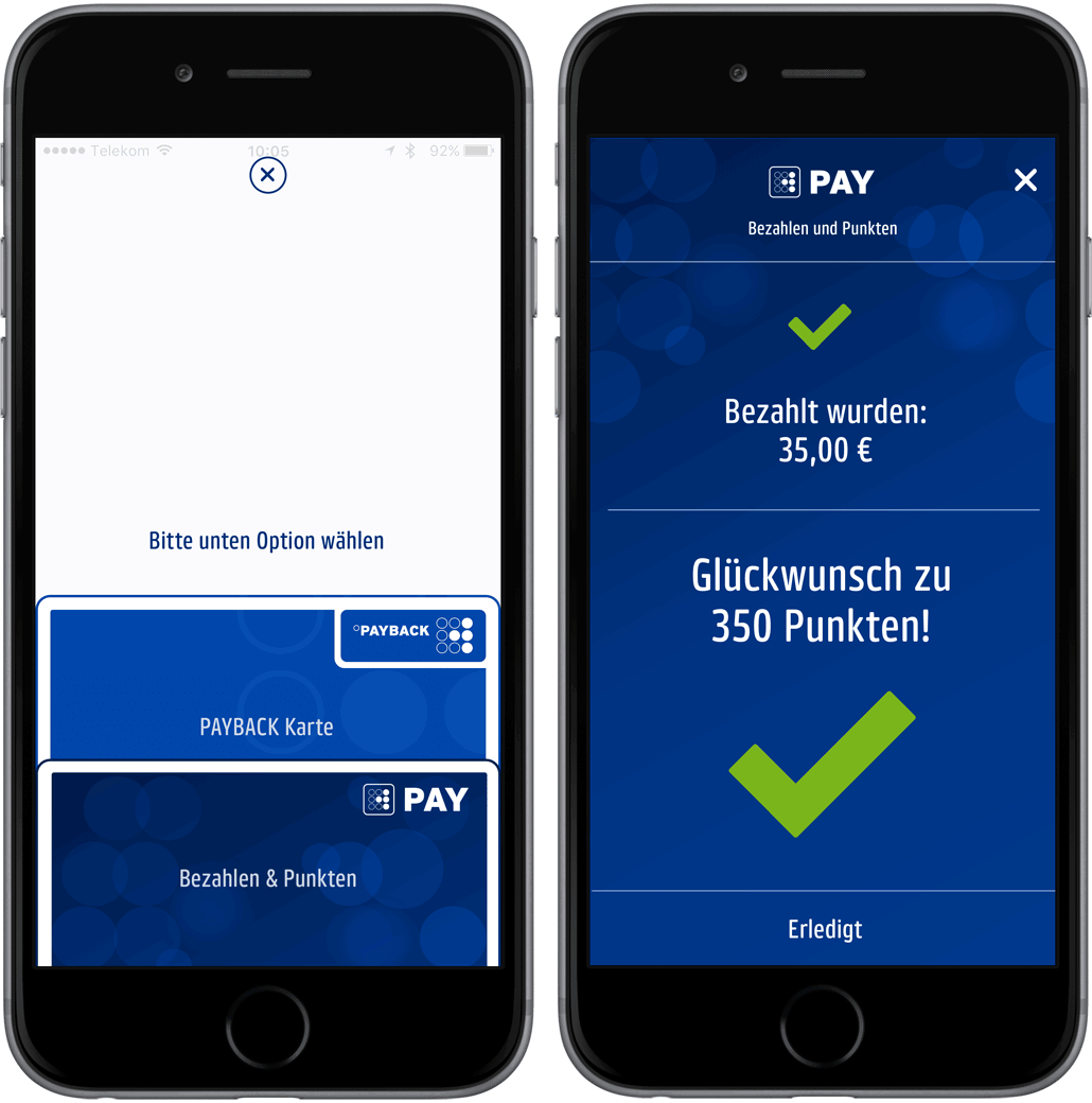 So soll die Bezahlfunktion in der iPhone-App aussehen.