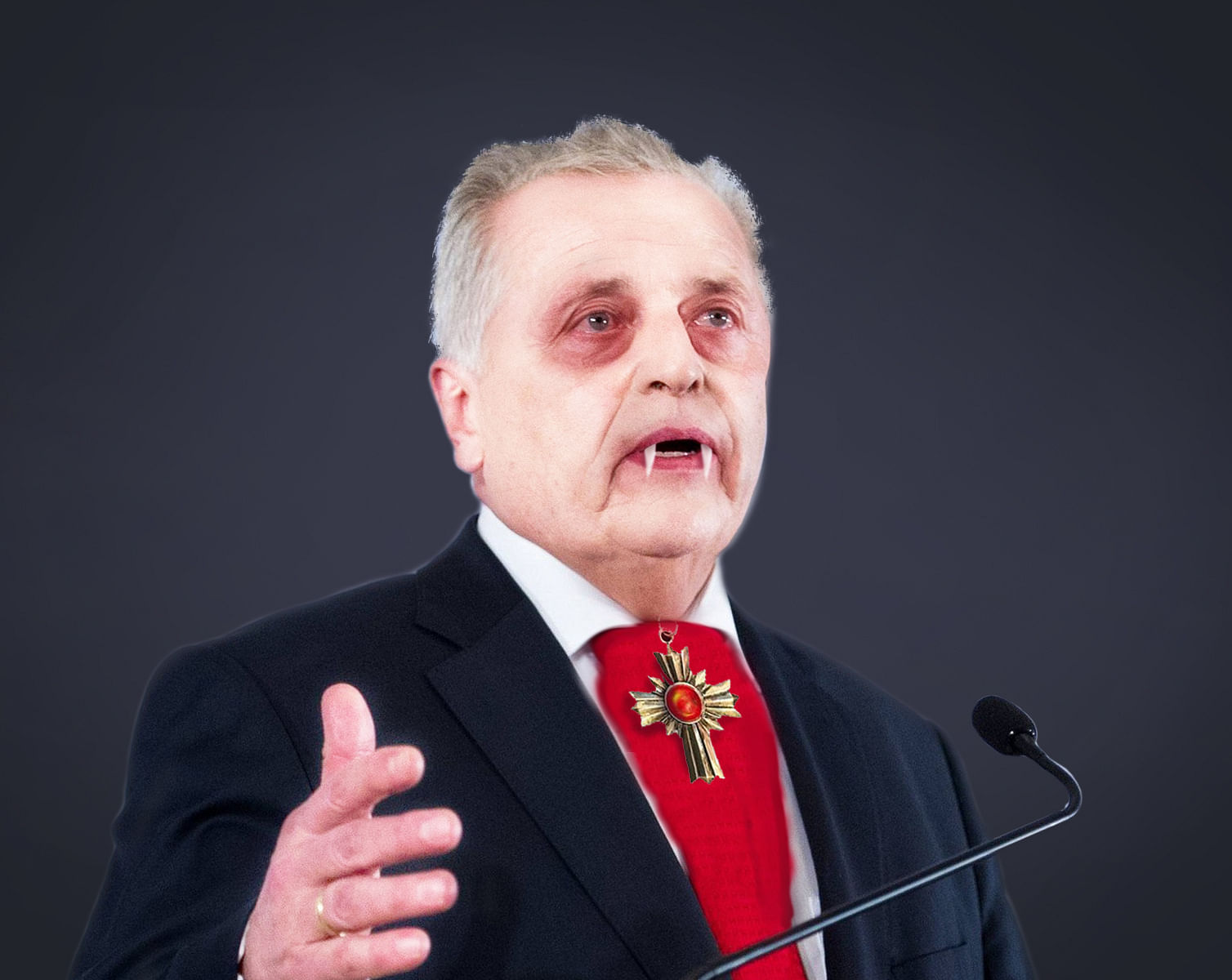 Der SPÖ-Kandidat Rudolf Hundstorfer als Graf Dracula.