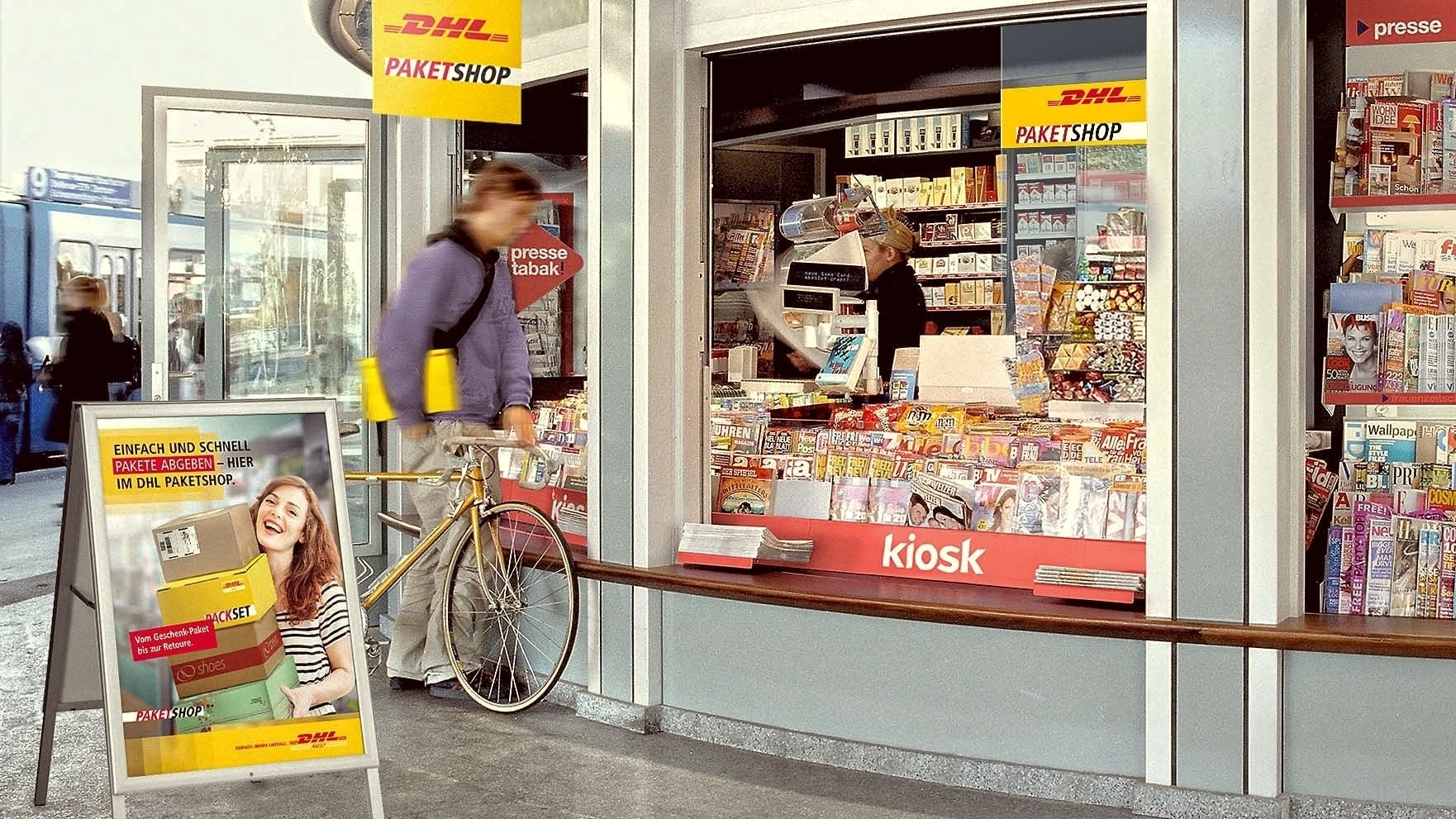 Packstation ohne Fächer: Kioske und kleine Läden nehmen DHL-Pakete an für Kunden, die tagsüber nicht zu Hause sind.