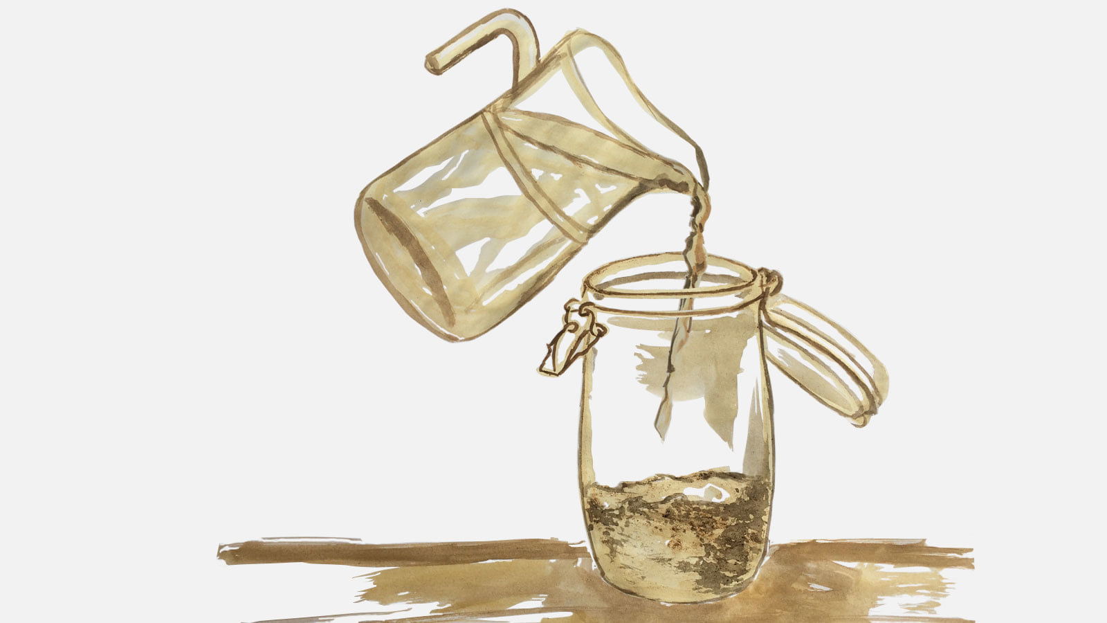 Schritt 1: Grob gemahlenen Kaffee im Verhältnis 1:8 mit Wasser mischen