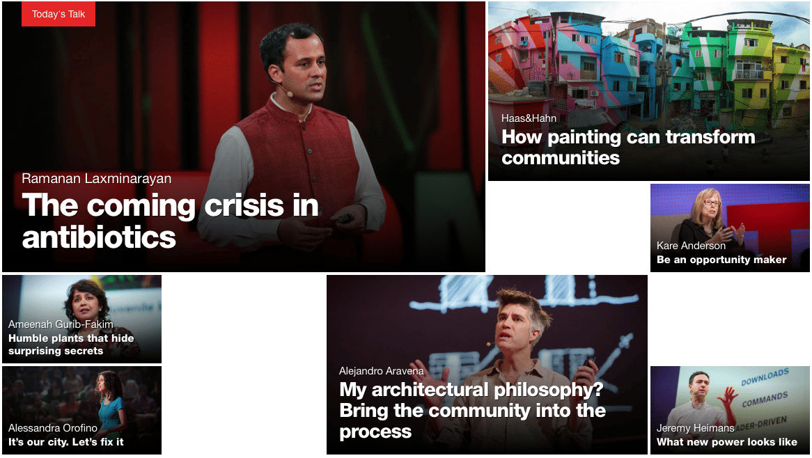 Einige aktuelle TED-Talks auf der Webseite der Vortragsreihe 