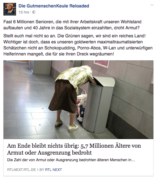 Anstatt sich tatsächlich gegen Altersarmut und für stärkere Sozialleistungen auszusprechen, werden arme Senioren als Vorwand genutzt, um Geflüchtete zu beschimpfen.