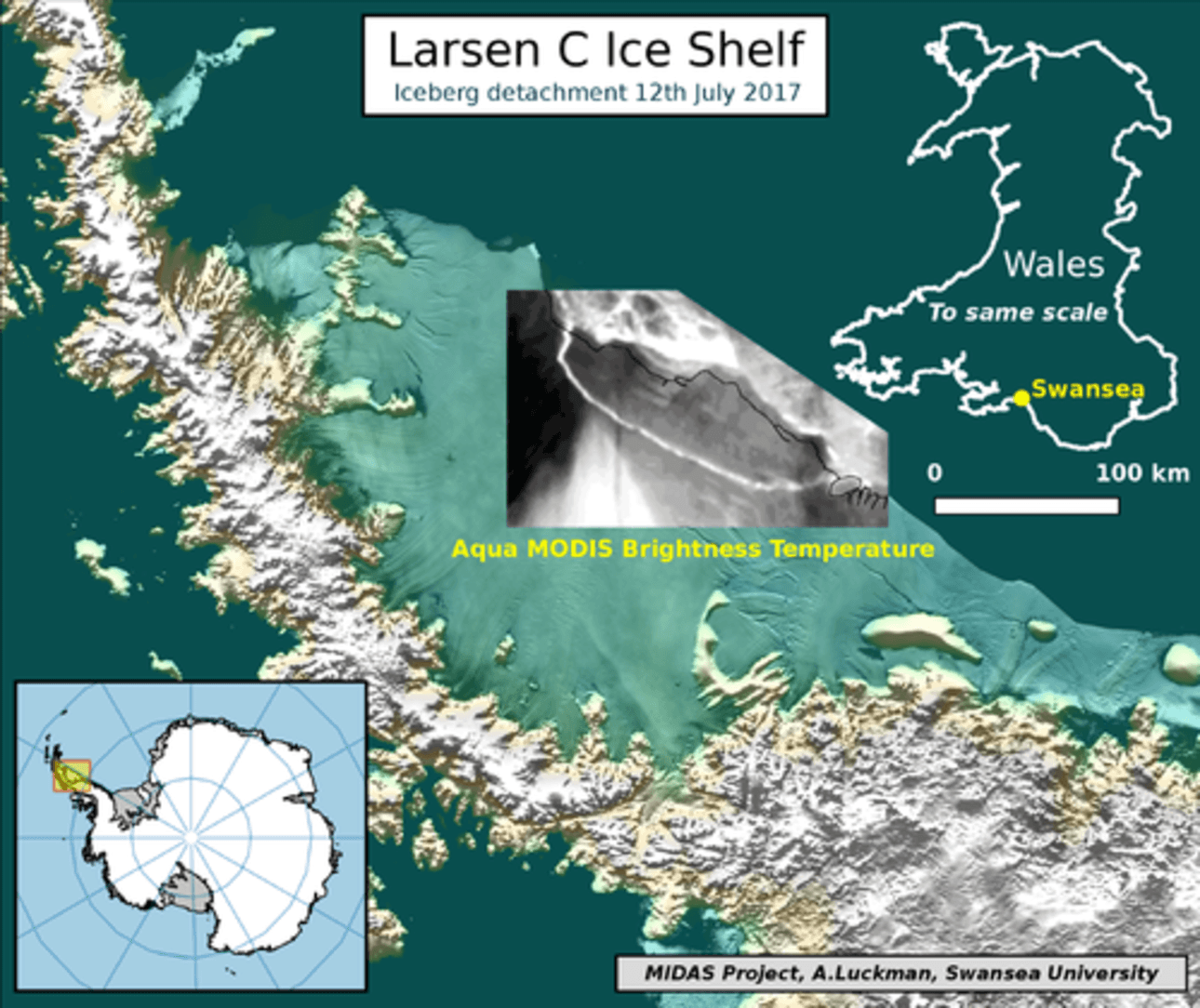 Dieser Eisberg - doppelt so groß wie das Saarland, etwa so groß wie Wales