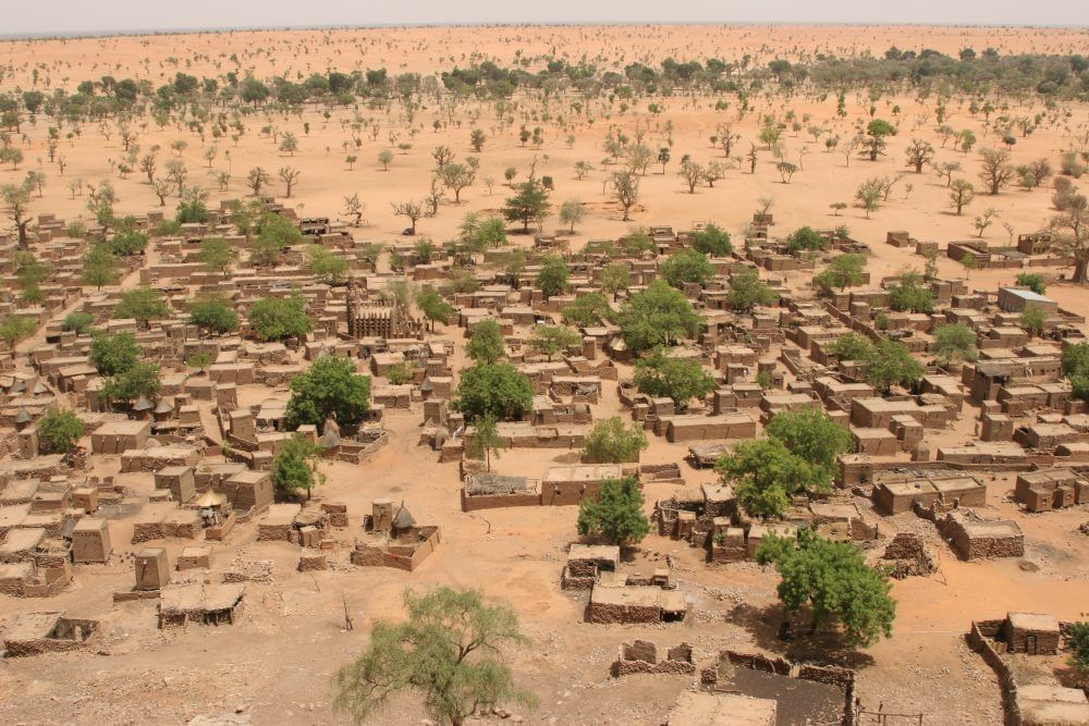 Blick über Telly, ein Dorf in Mali.