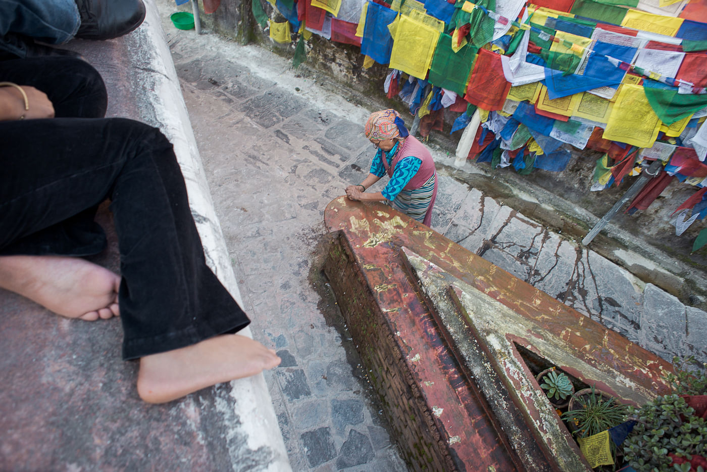 Die Stelle der vorerst letzten Selbstverbrennung in Kathmandu