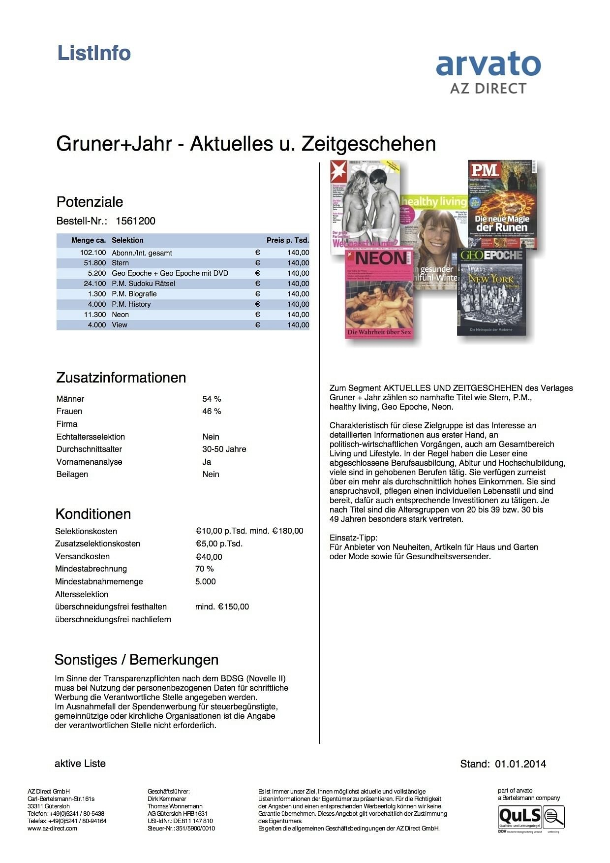 Namen, Adressen und Interessen von "Stern"- und "Neon"-Lesern gibt es für ein paar Cents.