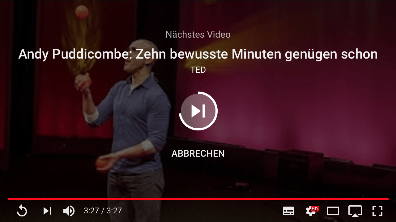 YouTube spielt nach einem Countdown das nächste Video ab.