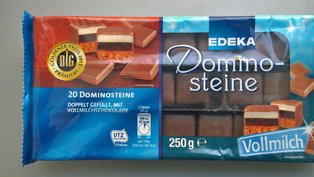 Dominosteine von Edeka: ausgezeichnet mit dem "Goldenen Preis 2013" der DLG, schmecken aber trotzdem wie Dominosteine