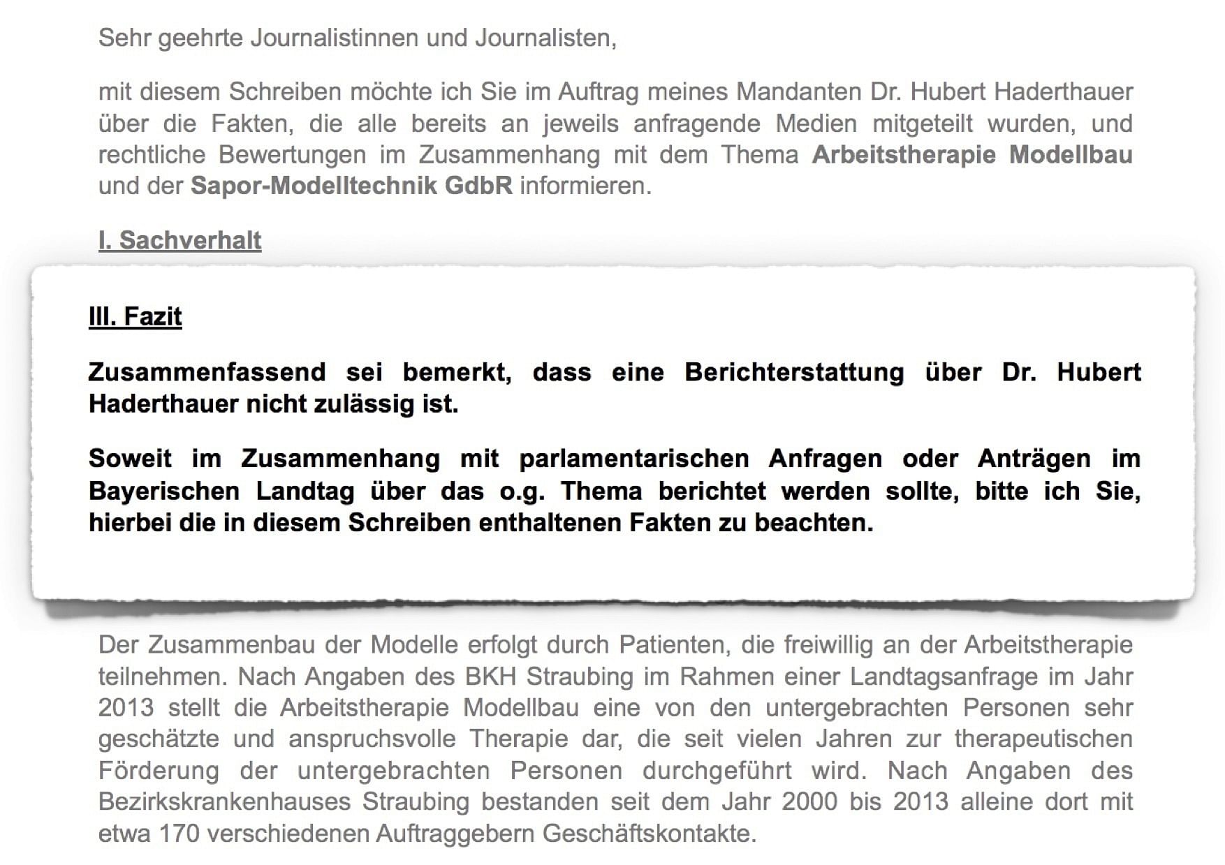 Ein "Informationsschreiben" als Einschüchterung