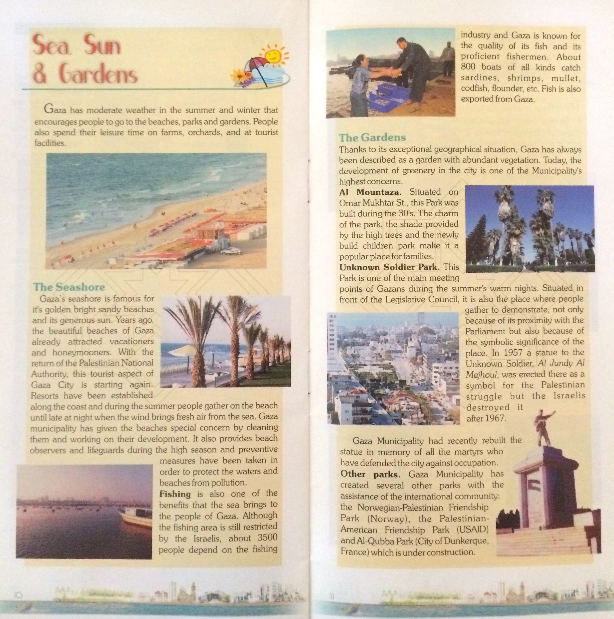 Meer, Sonne und Gärten: In einer alten Touristenbroschüre werden die schönsten Orte Gazas beschrieben.