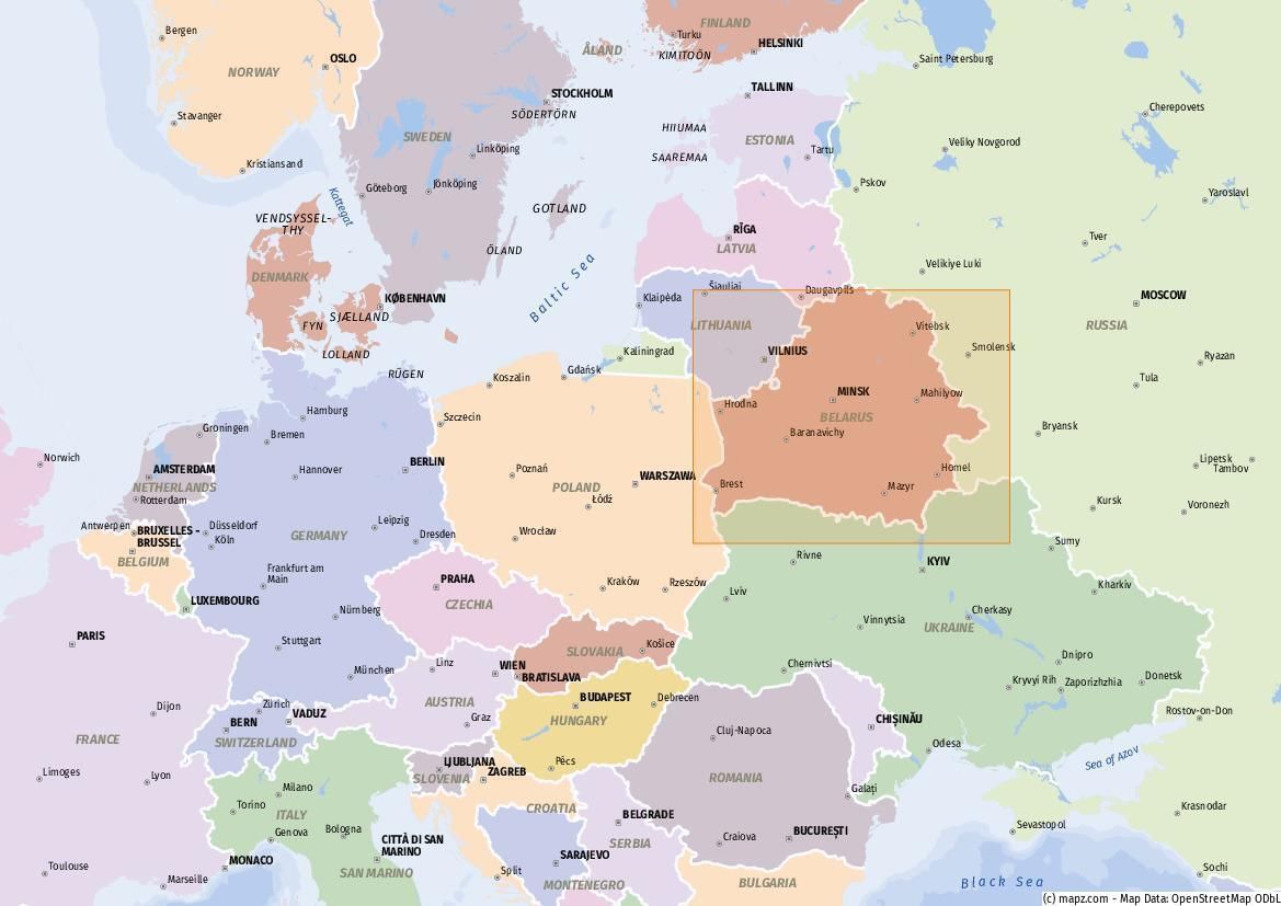 Belarus auf der Europakarte