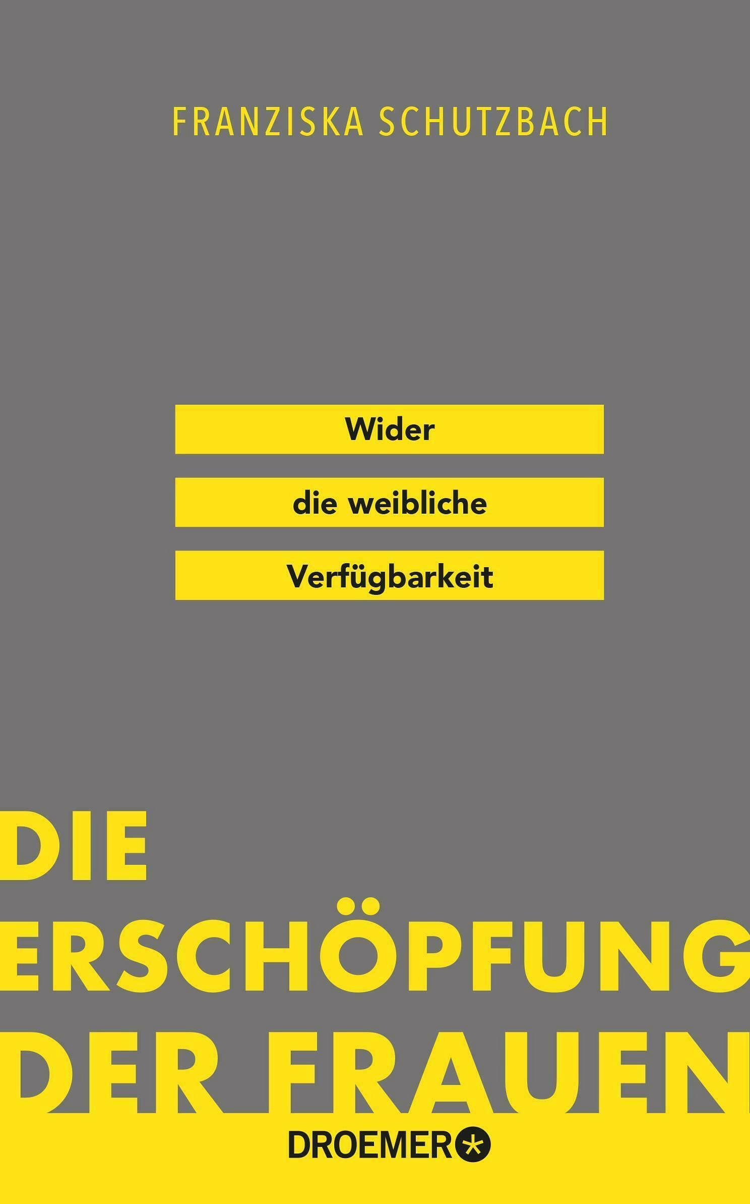 Titel des Buches "Die Erschöpfung der Frauen". Der Hintergrund ist grau, die Schrift gelb.