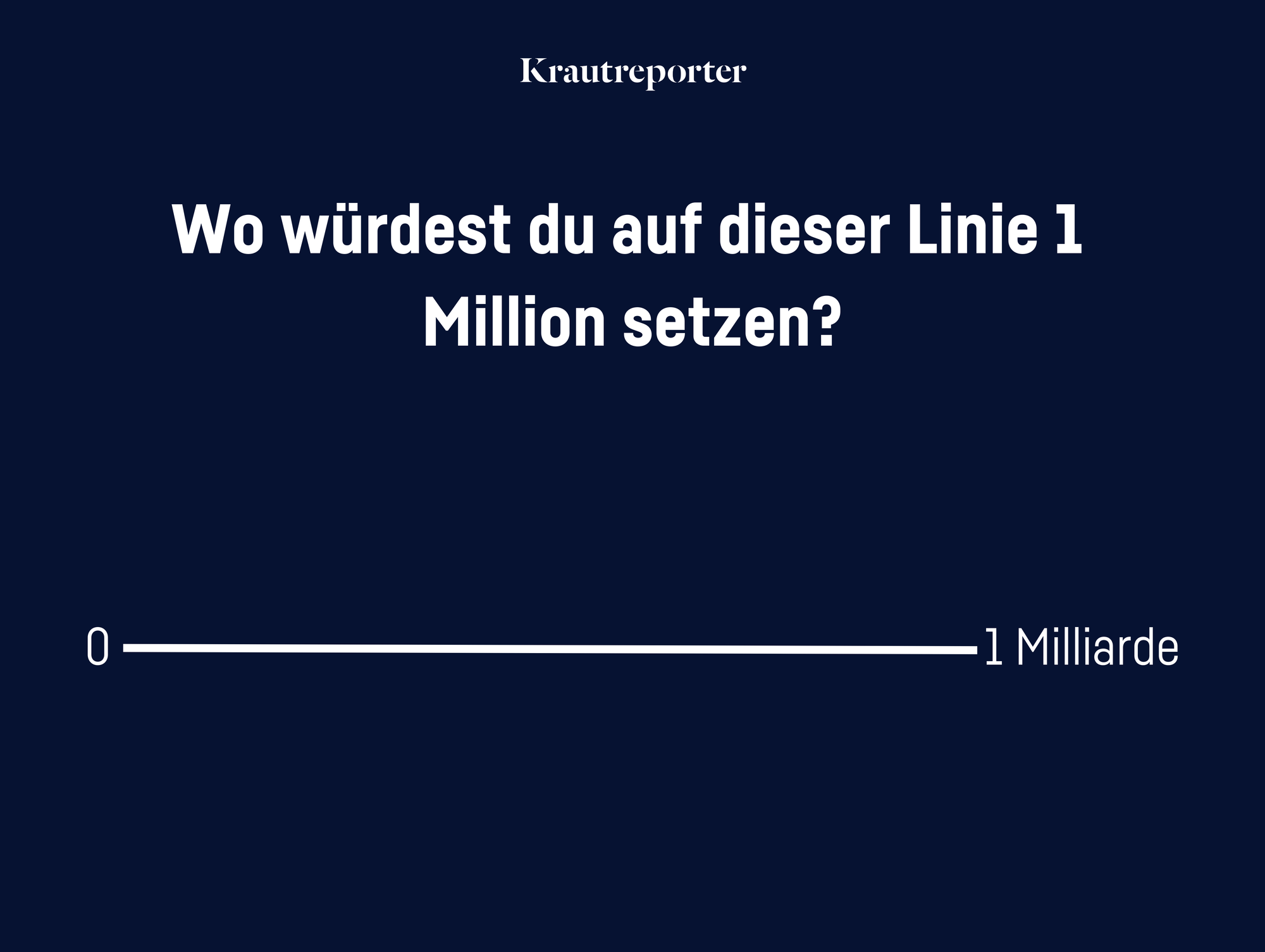 "Wo würdest Du auf dieser Linie 1 Million setzen?" und eine Linie von 0 bis 1 Milliarde