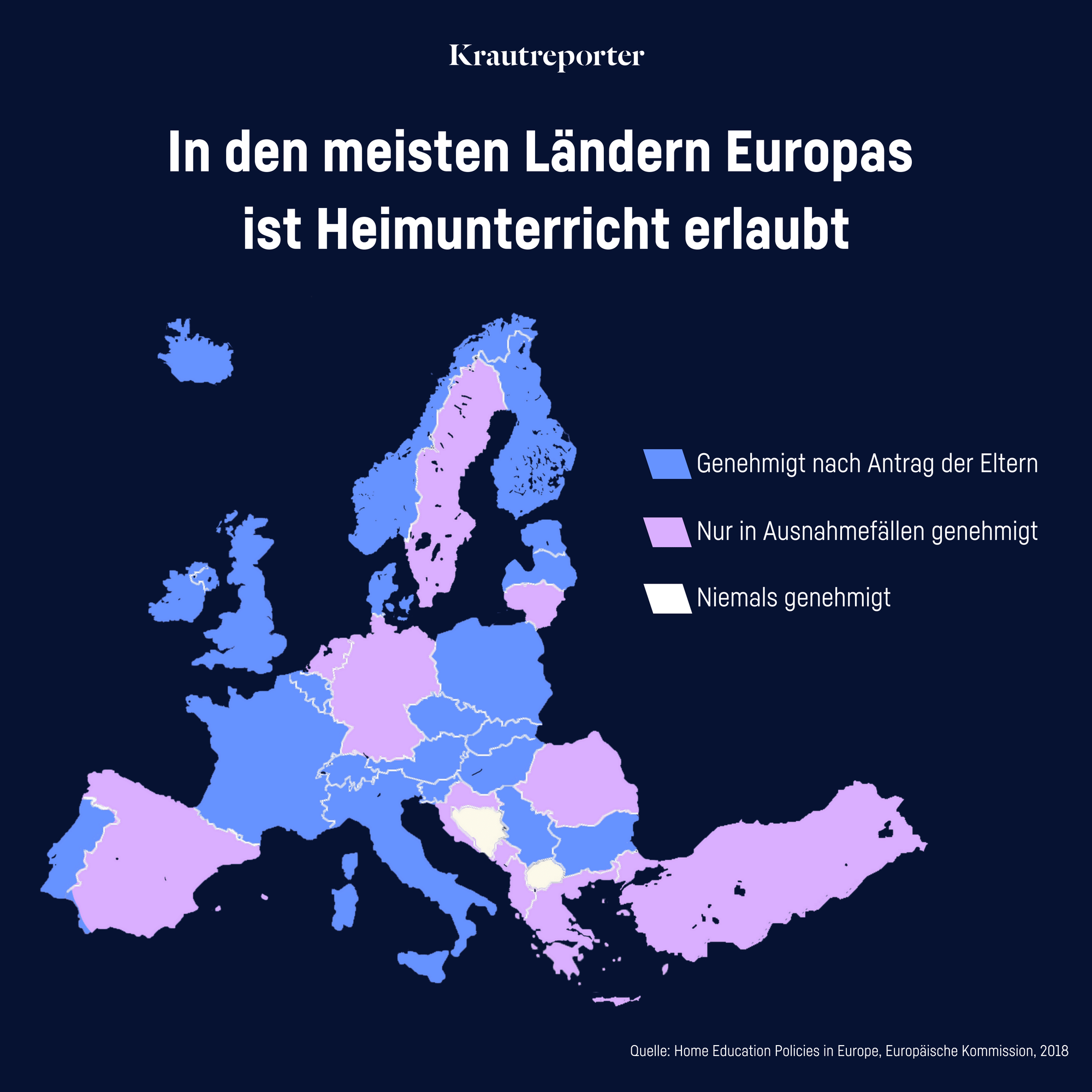 Nationale Gesetzgebung zu Heimunterricht in Europa.