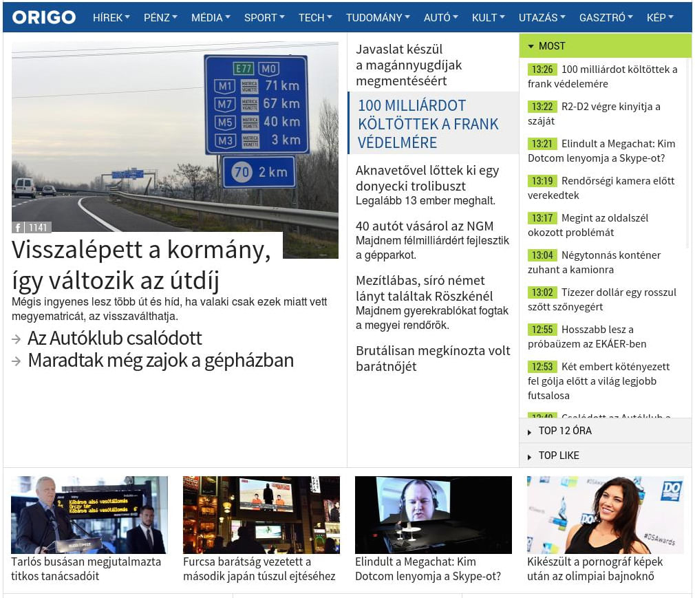 Origo: Zweitgrößtes ungarisches Nachrichtenportal