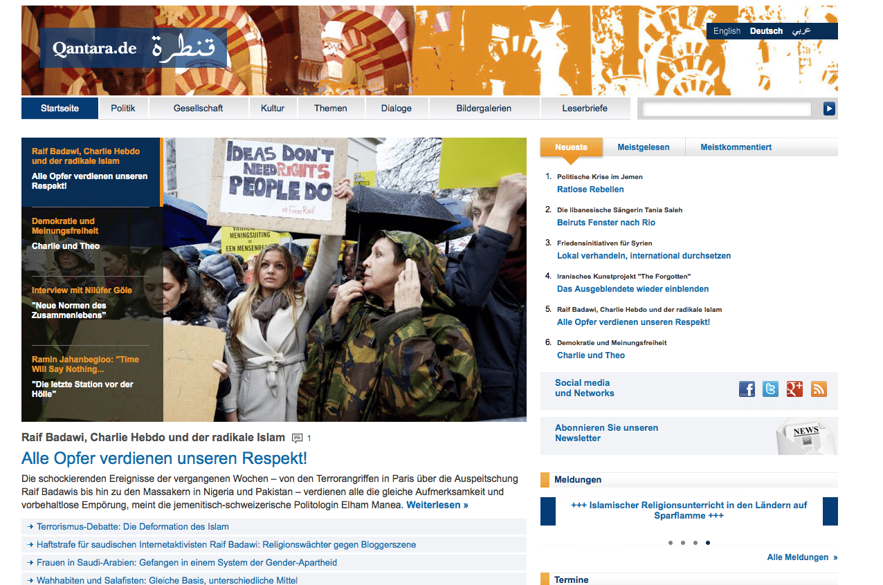Screenshot der deutschsprachigen Qantara-Version