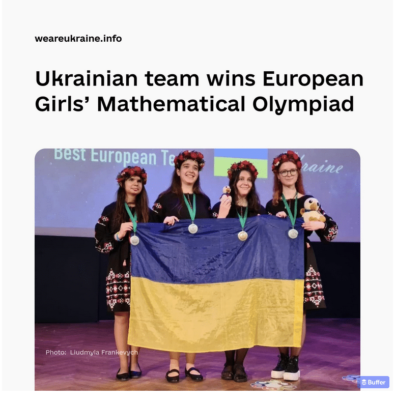 Screenshort der Meldung: Ukrainische Mädchen gewinnen europäische Mathe-Olympiade