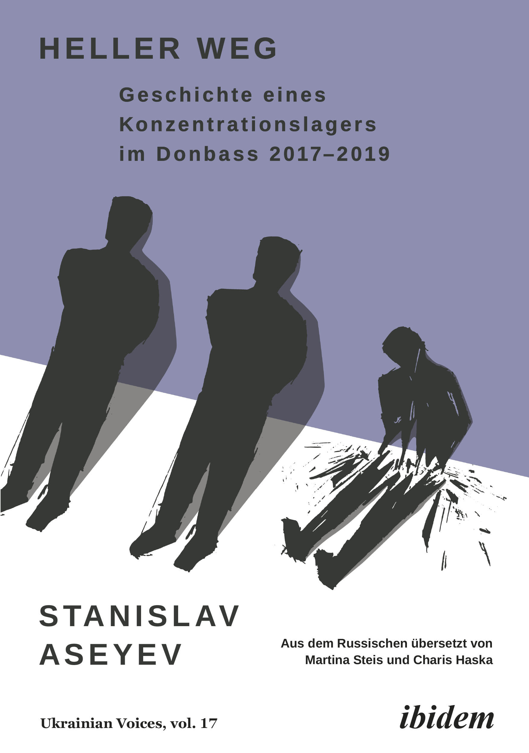Das Bild zeigt das Buchcover. Darauf sind zwei an einer Wand lehnende Silhouetten zu sehen, die dritte Silhouette liegt zersplittert auf dem Boden.