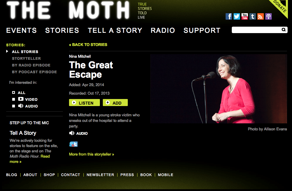 Nina Mitchell zu Gast bei "The Moth"