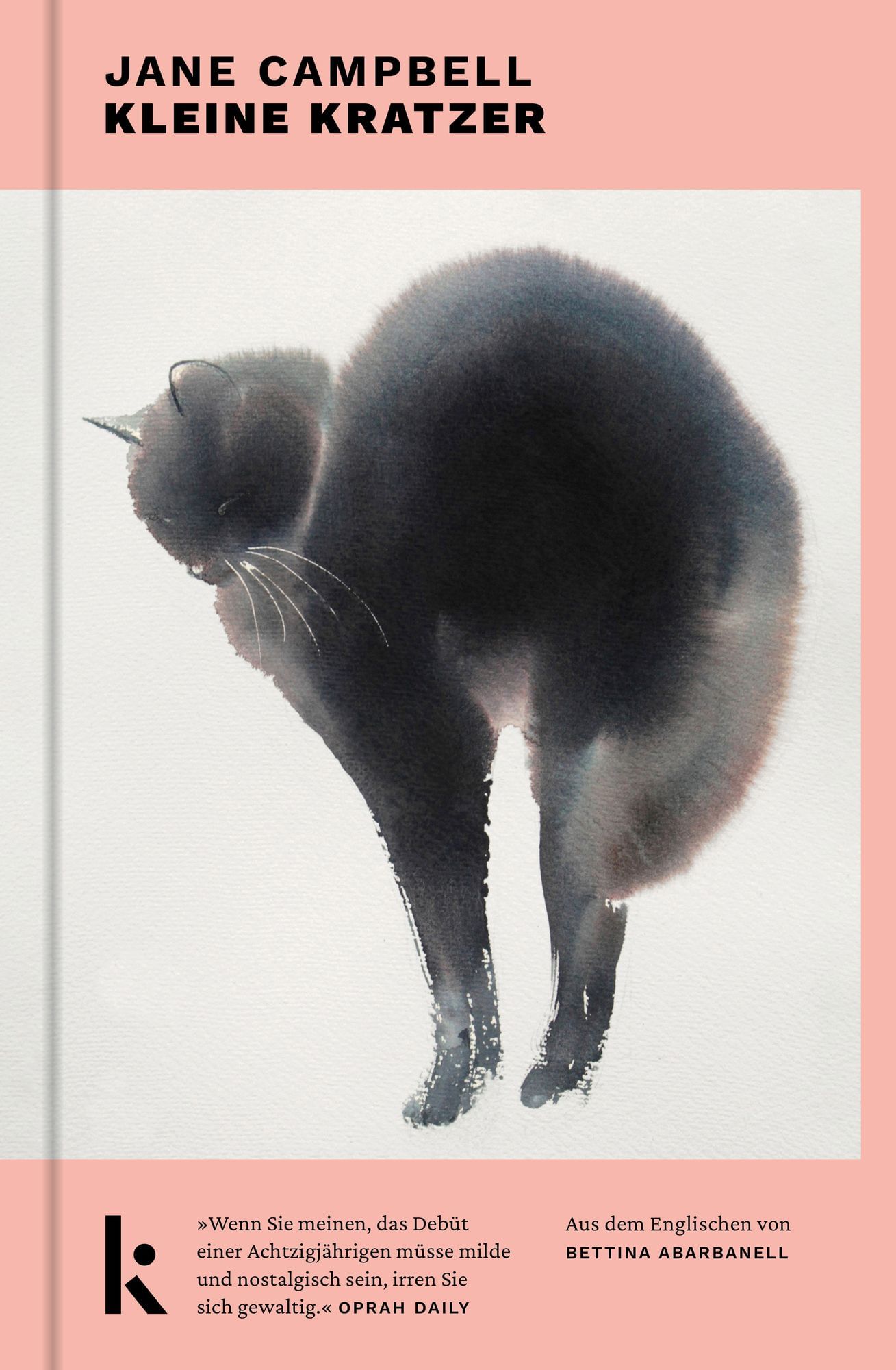 Das Bild zeigt das Cover des Buches "Kleine Kratzer". Es ist eine schwarze Katze zu sehen, die ihren Rücken zu einem Buckel formt.