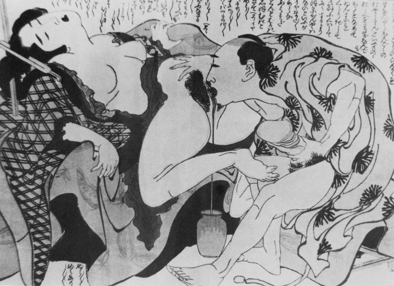 Ein japanischer Holzschnitt
(Abbildung aus Deborah Sundahl: Weibliche Ejakulation & der G-Punkt)
