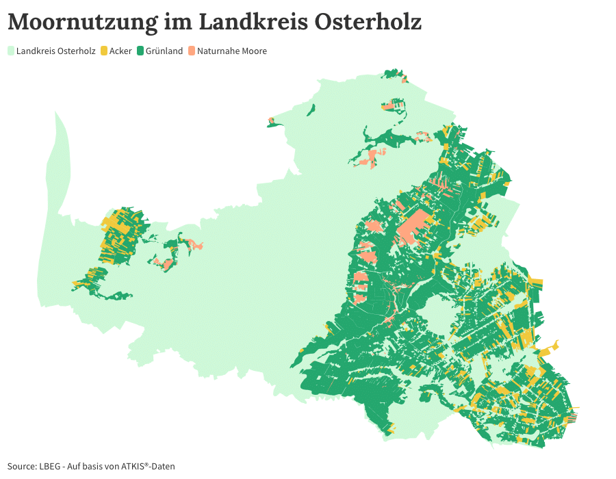 Eine Karte, die die Moornutzung im Landkreis Osterholz beschreibt