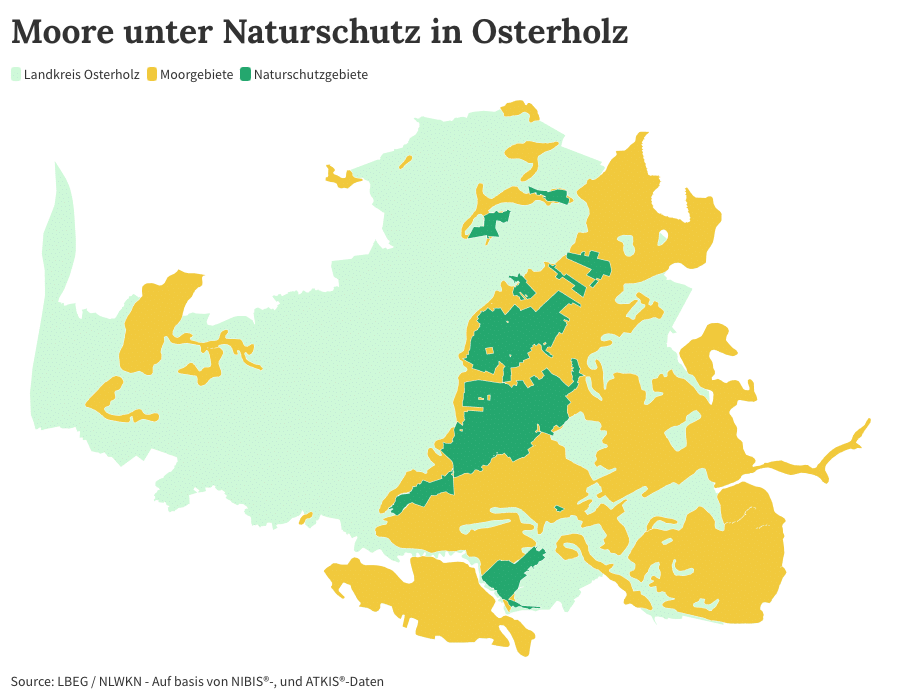 Eine Karte, die Moore unter Naturschutz im Landkreis Osterholz zeigt
