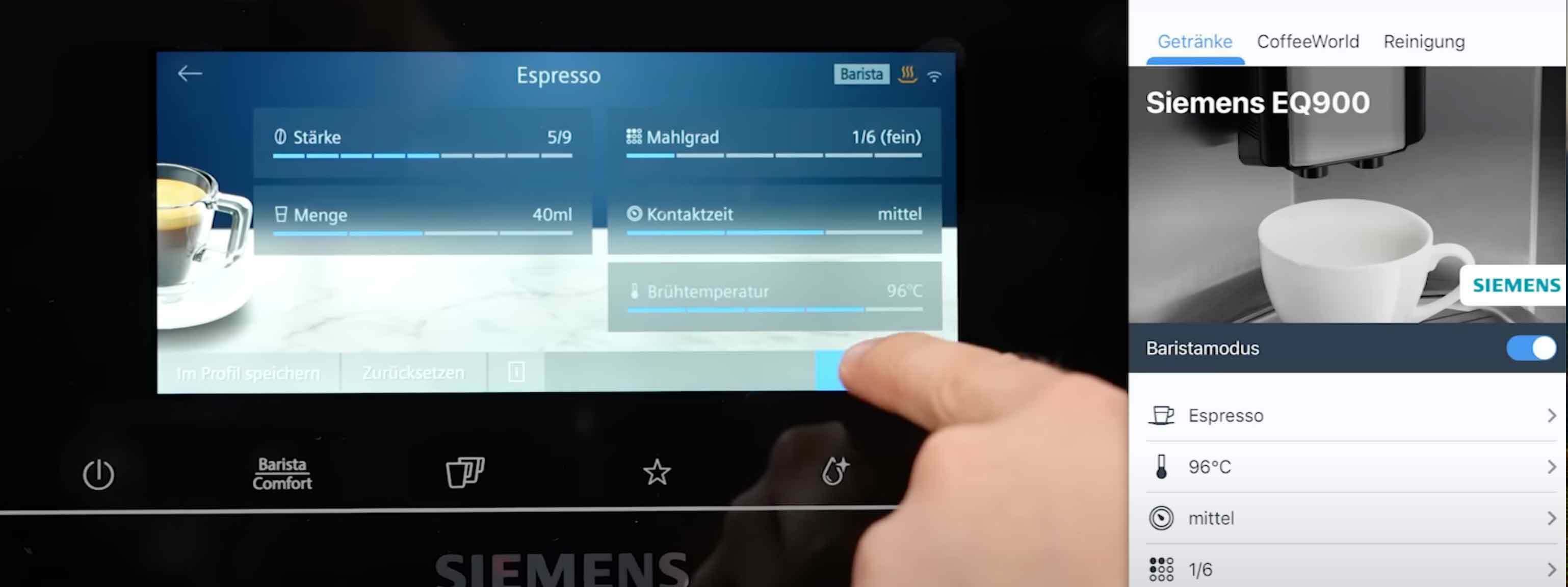 Screenshot eines YouTube-Videos zum Siemens-Kaffeevollautomaten