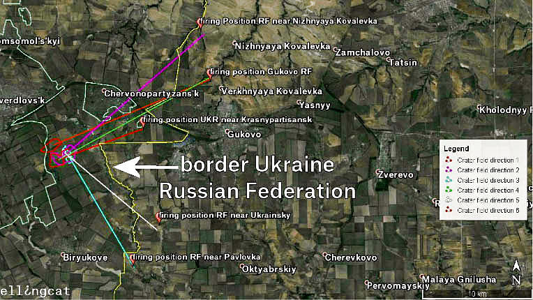 Mutmaßliche Feuerstellungen an der ukrainisch-russischen Grenze